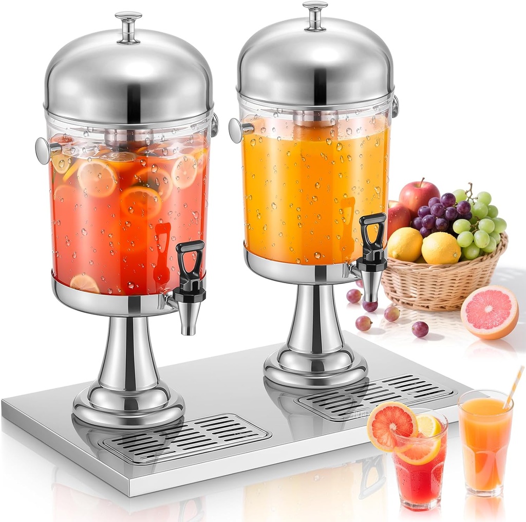 Beverage Dispenser, 4.5 Gallon Drink Dispensers for Parties, Stainless Steel Drink Dispenser with Ice Core, Drip Tray, Beverage Dispenser with Stand for Restaurants, Homes, Bar and Hotels