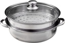 Steamer Pot for Cooking Steam Pots with Lid, 2-tier Multipurpose Food Steam Pot Stainless Steel Steaming Pot Cookware with Handle for Vegetable, Stews, Pasta, Dumpling, Sauce, Food (Regular)