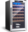 COSTWAY 20 Inch Wine Cooler, 33 Bottles Wine Refrigerator with 2-Layer Tempered Glass Door & Dual Alarm Function, 41-64.5°F Temp Control, Built-In or Freestanding Mini Wine Fridge