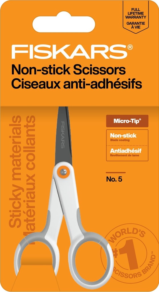 Fiskars Micro Trip Scissors, SoftGrip Precision Cutting Shears, Non-Stick Stainless Steel Blades, 5 inches