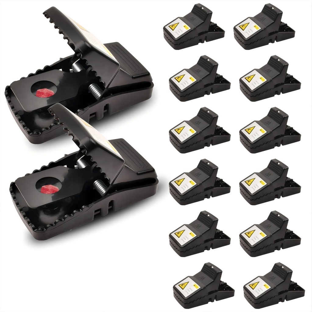 Rat Trap (12-Pack), Large Mouse Traps for Indoor and Outdoor Use, Reusable, Fast, Hygienic, Unplugged, Used to Catch Mice, Squirrels, Rodents, for Home, Yard and Barns