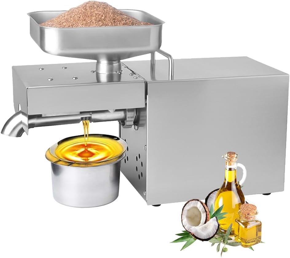 Kitchen Oil Press Machine Electric Automatic Oil Press Machine for Avocado Coconut Flax Peanut Castor Perilla Seed Canola Sesame Commercial Grade1500W