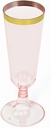 Balsa Circle 24 pcs 5 oz Transparent Blush with Gold Rim Plastic Champagne Flutes Glasses - Disposable Wedding Catering Tableware