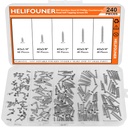 #2 x 1/4" 3/8" 1/2" 5/8" 3/4" Wood Screws Set, HELIFOUNER 240 Pieces Phillips Countersunk Head Self-Tapping Screws Assortment Kit, Phillips Flat Head Wood Screws, 304 Stainless Steel