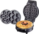 3 in 1 Mini Waffle Maker with Removable Plates,Cartoon Cake Plate,Mini Donut Maker and Small Waffle Maker for Instant Breakfast,Snacks,Dessert (Color : Black, Size : 110V)