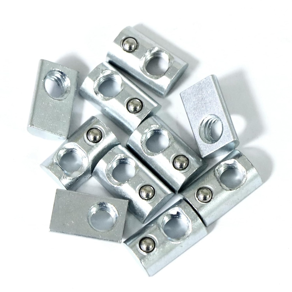 5/16”-18 Threaded Steel Roll in T-Nut with Ball Spring, T-Slot Nuts Accessory Hardwares for 15 or 40 Series Aluminum Extrusion Profiles Rail, 20 Packs