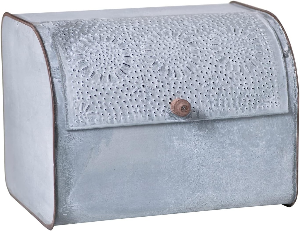 Irvin's Tinware, K18-47WZ, Bread Box in Weathered Zinc, Rustic Country Kitchen Decor
