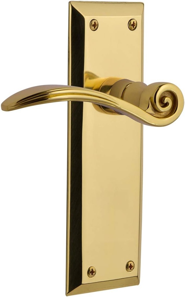 Nostalgic Warehouse New York Plate Passage Swan Lever in Polished Brass