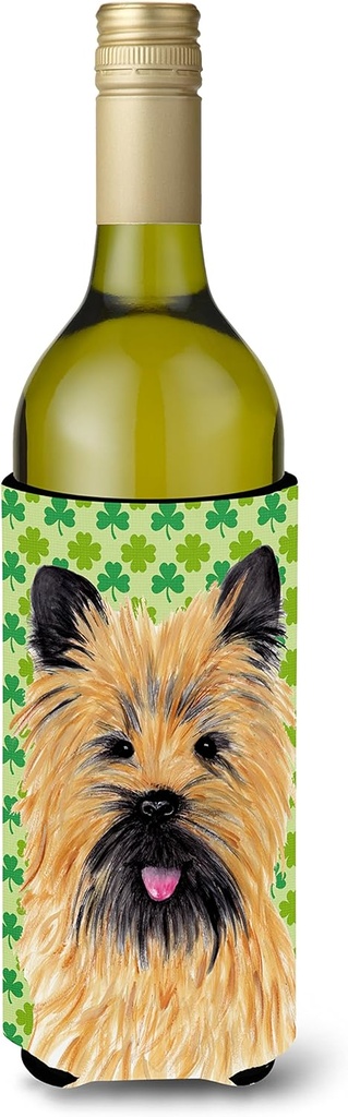 Caroline's Treasures SC9295LITERK Cairn Terrier St. Patrick's Day Shamrock Portrait Wine Bottle Hugger Bottle Cooler Sleeve Hugger Machine Washable Collapsible Insulator Beverage Insulated Holder