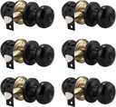 Probrico 6 Pack Round Privacy Door Knob(Thumb Turn Lock on The Inside), Keyless Doorknobs Interior/Exterior Lockset,Privacy Knobs for Bedroom/Bathroom,Black Modern Design Door Hardware