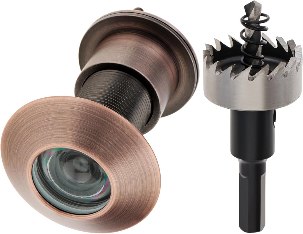 Door Viewer Peephole, Solid Brass 220-degree Large Peephole with 1-1/10" Drill Bit for 1-21/32" to 2-1/8" Doors, Peep Holes for Door with Privacy Cover (Oil Rubbed Bronze)