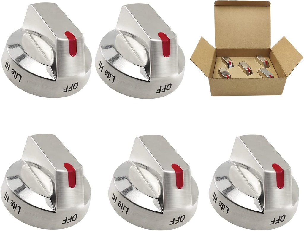DG64-00473A Replacement Stove Knobs for Samsung Stove Oven Gas Range, Reinforcement Metal Collar Durable and Longer Life Oven Knobs Fit Samsung NX58F5700WS NX58H5600SS NX58H5650WS NX58J7750SS (5 Pack)