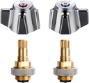 Hand Wash Sink Faucet Handle Kit, Commercial Faucets Parts Replacement Handle, A Pair of Hot and Cold Metal Knob Handle with Brass Stem