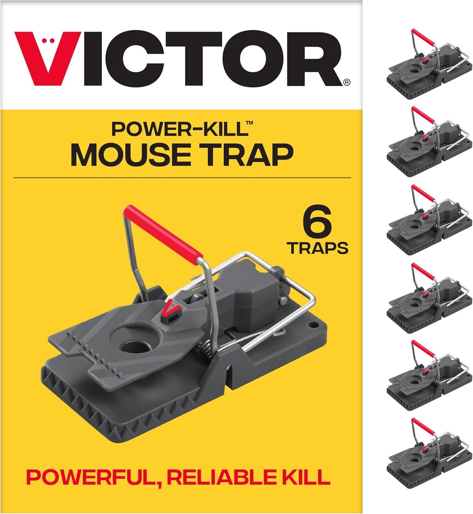 Victor Power-Kill Humane Mouse Traps M393SSR - 6 Easy Set, Reusable, Power-Kill Victor Mouse Traps