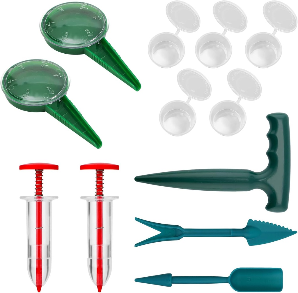 12pcs Mini Handheld Seed Spreader Kit, Small Planter Tool with Box Manual Seedlings Digger Hole Puncher Shovels Set Tiny Seeder Sower Dispenser Accessories for Vegetables Flowers Gardening Planting