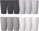 US Acrylic Newport 20 ounce Unbreakable Plastic Stackable Water Tumblers in Grey Stone | Set of 12 Drinking Cups | Reusable, BPA-free, Made in the USA, Top-rack Dishwasher and Microwave Safe