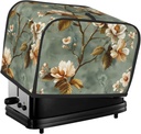 Simple White Flower Toaster Cover 2 Slice Washable Bread Maker Cover Decorative Kitchen Small Appliance Covers Dust Protection Stain Resistant Bread Machine Protector with Top Handle