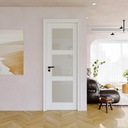 28"x80" CARB P2 Solid Core & Pre-Finished Thick SGCC Frost Glass Doors, Interior Door for Home, 3-Panel Pre-Built Wood Panel w/o Prehung Jamb, Single French Door Slab for Bedroom, Pantry Doors