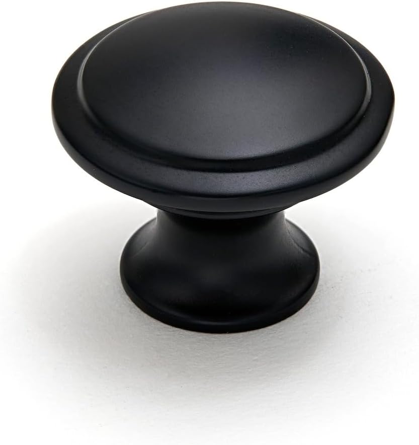 10 Pack Black Cabinet Knobs Matte Black Drawer Knobs Round 1 1/4 inch Kitchen Cabinet Knobs Solid Closet Door Knobs Cabinet Handles Hardware