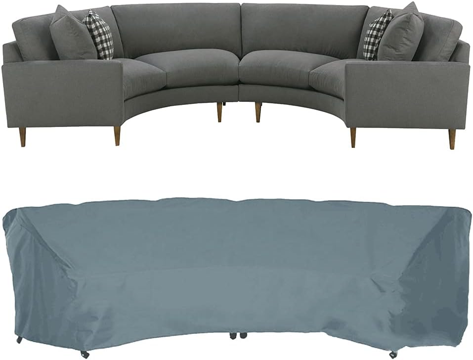 Patio Curved Sofa Cover 190" x 39" x 36" Inch Heavy Duty Furniture Cover Waterproof Dustproof Sectional Couch Sofa Cover for Outdoor Indoor (Grey, 190x39x36 inch)