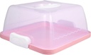 ABOOFAN Modern Functional Pink Square Cake Carrier with Handle, 25.50X20.00X12.00cm, Portable Cake Transporter Box with Lid for Birthday Wedding Cake Holder, Food Storage Keeper