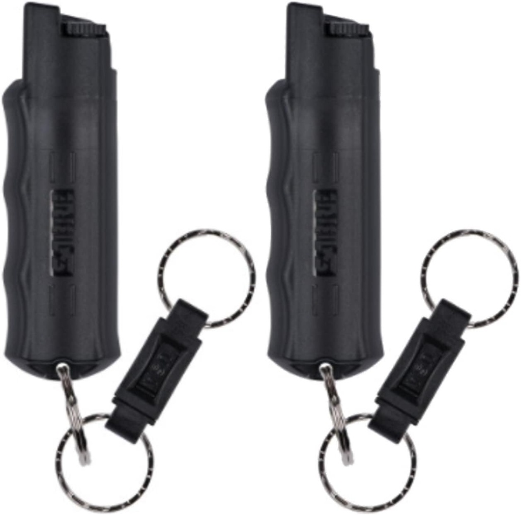 SABRE Pepper Spray, Quick Release Keychain for Easy Carry and Fast Access, Finger Grip for More Accurate and Faster Aim, Maximum Police Strength OC Spray, 0.54 fl oz, Secure and Easy to Use Safety