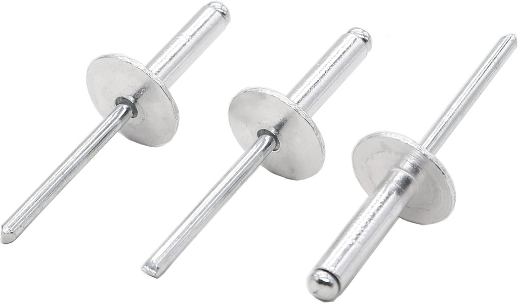 binifiMux 80pcs Large Flange Blind Rivets, 3/16" x 3/8" Aluminum Pop Rivets, Flange Diameter 5/8" / 16mm, Grip Thickness (3-6mm)