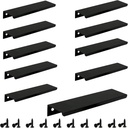 10PCS Mount Finger Edge Pull Handles Black Aluminum Hidden Concealed Tab Pulls for Home Kitchen Door Drawer Cabinet Knobs Wardrobe, 200mm/7.9"