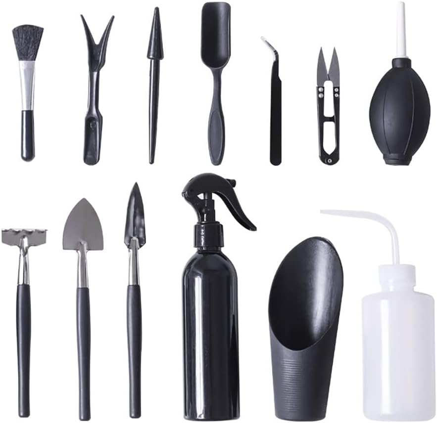 Alnicov 14 Pcs Succulent Plants Tools,Succulent Transplanting Tools Kit Mini Garden Hand Transplanting Tools Set with Storage Bag for Indoor Outdoor Miniature Fairy Garden Plant Care