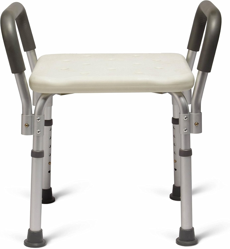 Medline Bath Bench Shower Seat with Padded Armrests, Ideal for Bathtubs, Robust Support up to 350 lbs., Comfortable and Durable