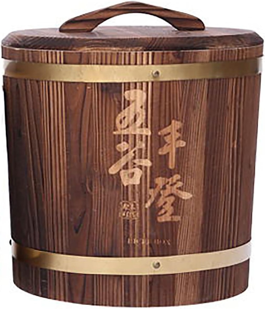 Classic Rice Container, Chinese Jar Decorative, Household Rice Bucket, Grain Dispenser Food Storage Jars, Large Food Storage Container for Rice, Flour, Pet Food(5KG)