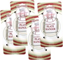BANBERRY DESIGNS Chrome Vinyl Coated Wall Plate Hangers - 3.5 to 5 Inch Plate Hanger - Set of 4 Hangers - Includes Hanging Hook and Nail