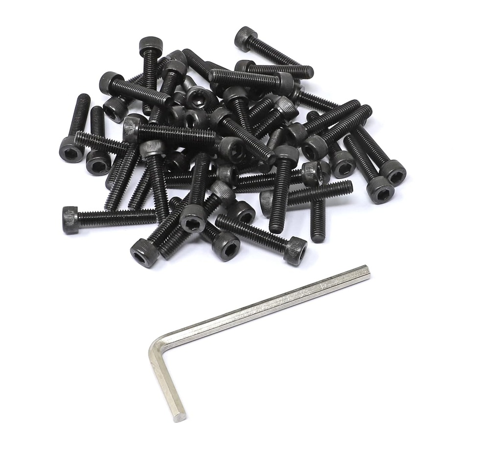 iexcell 50 Pcs M5 x 25mm Thread Pitch 0.8 mm Alloy Steel 12.9 Grade Hex Socket Head Cap Screws Bolts Kit, Black Oxide Finish