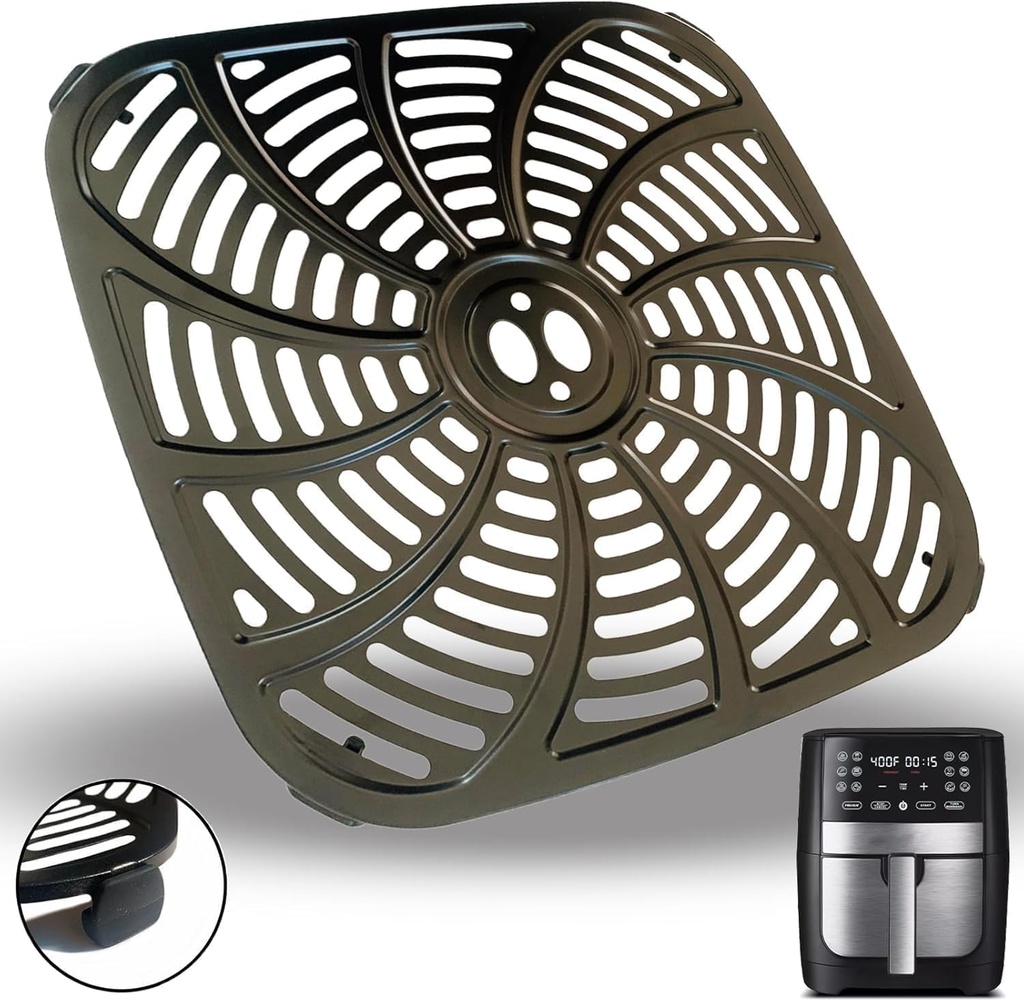 8QT Air Fryer Crisper Plate Tray for Gourmia GAF826 Air Fryers, Upgraded Nonstick Air Fryer Rack Grill Pan Plate Insert Grate Shelf Grid for 8 Quart Gourmia Air Fryers, Dishwasher Safe