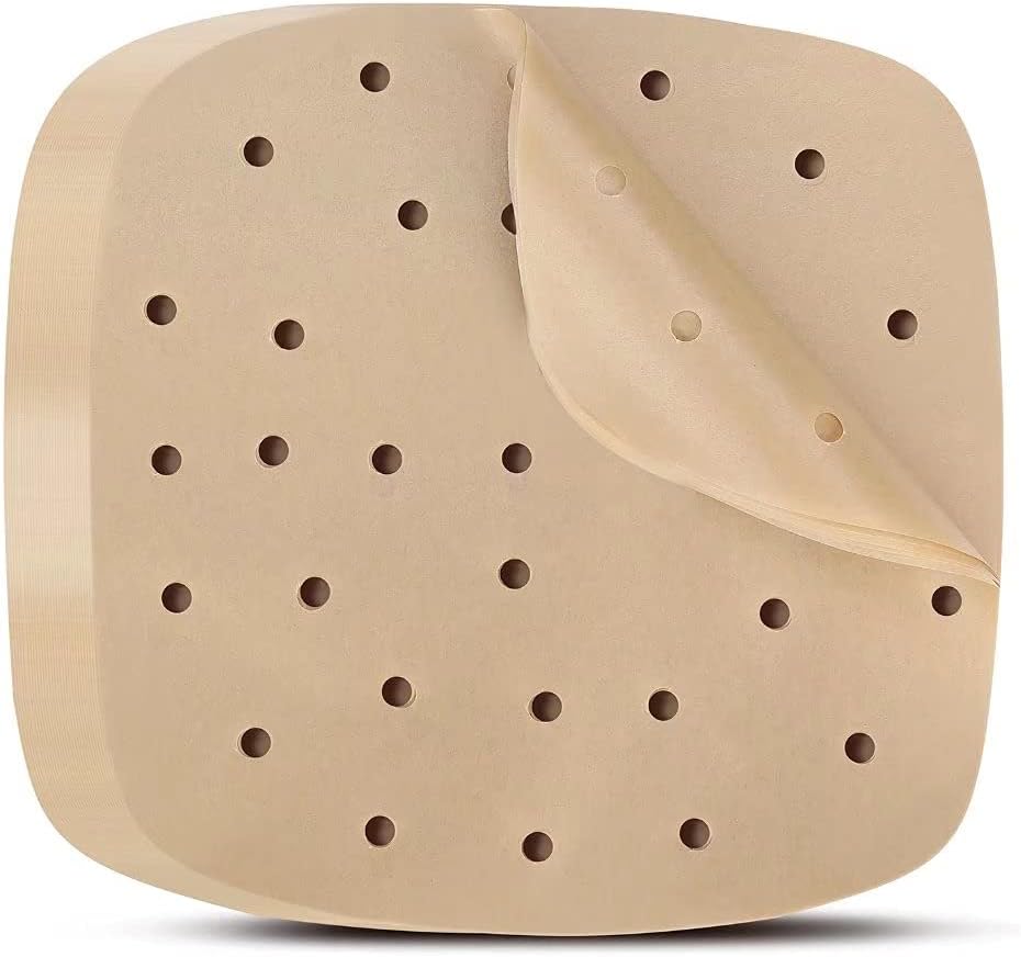 Air Fryer Parchment Paper Liners: 200PCS 8.5 inch Square Perforated parchment paper for Air Fryer, Premium Bamboo Steamer Liner for Air Fryers Baking Cooking Oven