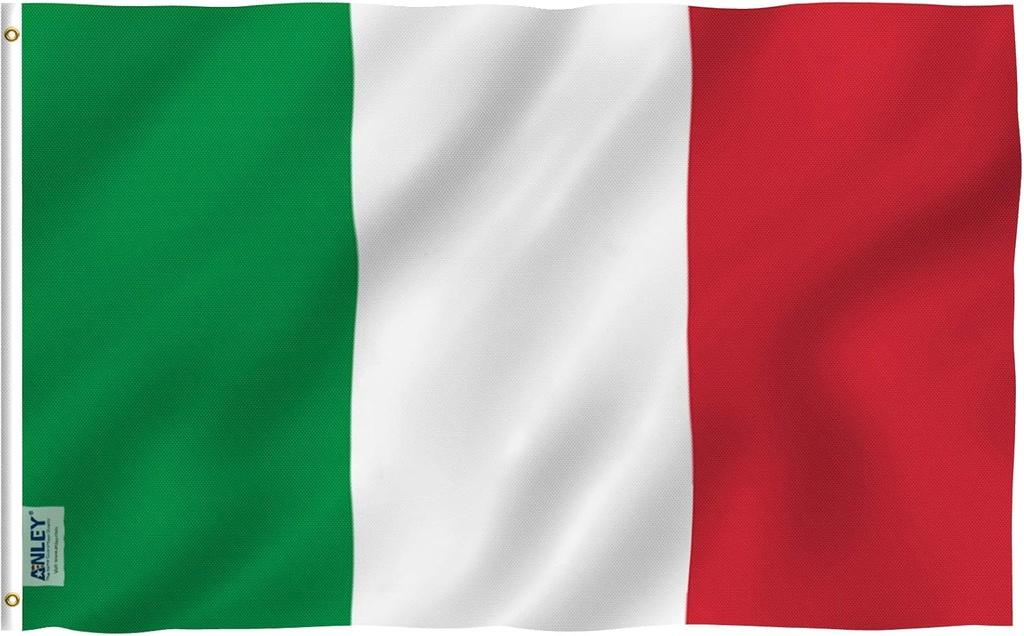 Anley Fly Breeze 3x5 Foot Italy Flag - Vivid Color and Fade proof - Canvas Header and Double Stitched - Italian Flags Polyester with Brass Grommets 3 X 5 Ft