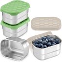 E-far 8oz Stainless Steel Lunch Box for Kids - 4 Pack Reusable Toddler Snack Containers with Leak-Proof Lids for School/Daycare/Travel | Stackable Design & Easy Open, Oven & Dishwasher Safe