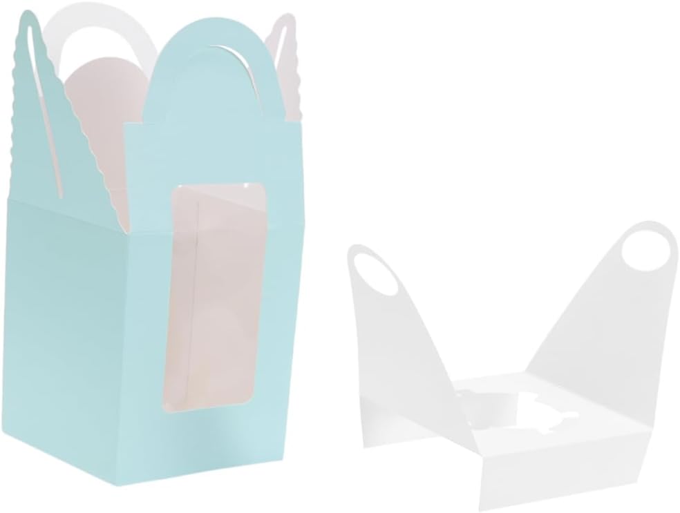 50pcs Portable Cupcake Boxes Window Insert Muffin Containers for Storage for Standard and Jumbo Food-grade Paper Easy to Carry for Parties and Events