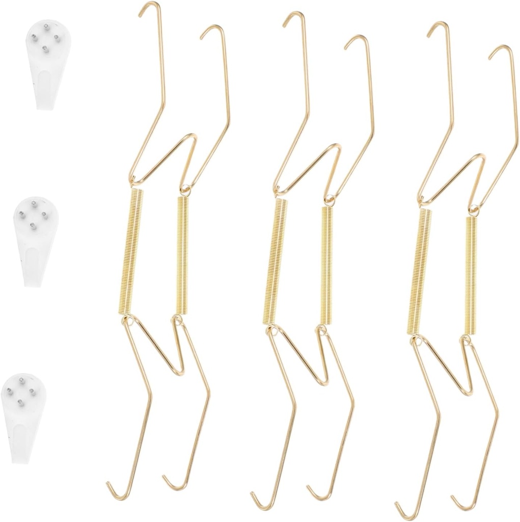 Cabilock 6pcs Invisible Plate Hangers for Wall Traceless Spring Plate Holders for Displaying and Picture Frames Easy Installation for Home and Business Decor