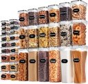 Skroam 36 Pack Airtight Food Storage Containers for Kitchen Pantry Organizers and Storage, Plastic Kitchen Storage Containers with Lids for Flour, Sugar, and Cereal, Labels & Marker
