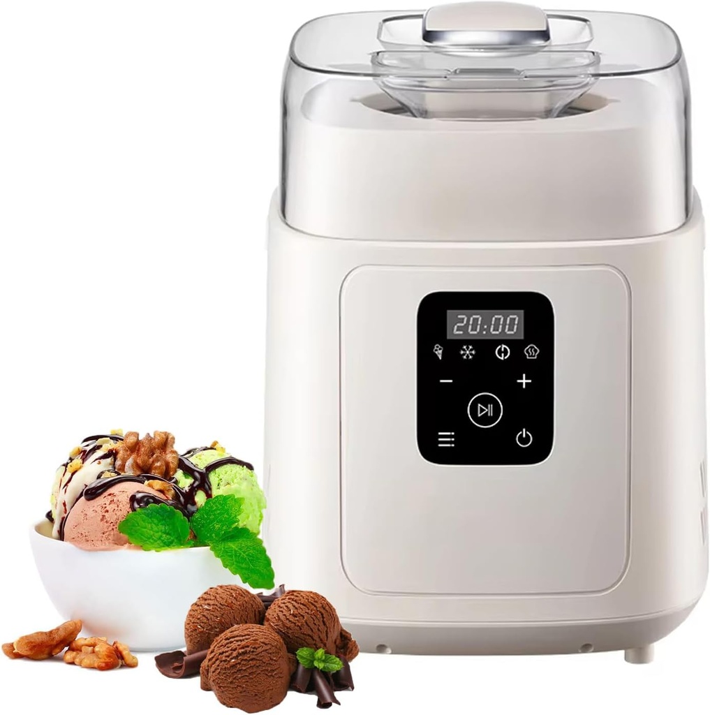Small Household Ice Cream Machine, 1 Liter Large Capacity, Fast Forming, Smart Touch 4 Modes, Hot And Cold Dual-purpose, Food-grade Removable And Washable Liner (White)