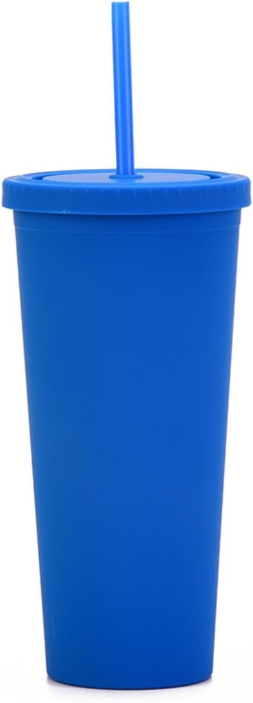 700ml/24oz Double-Layer Cup With Large Capacity, Simple And Pure Color Matte Water Cup-Sapphire V