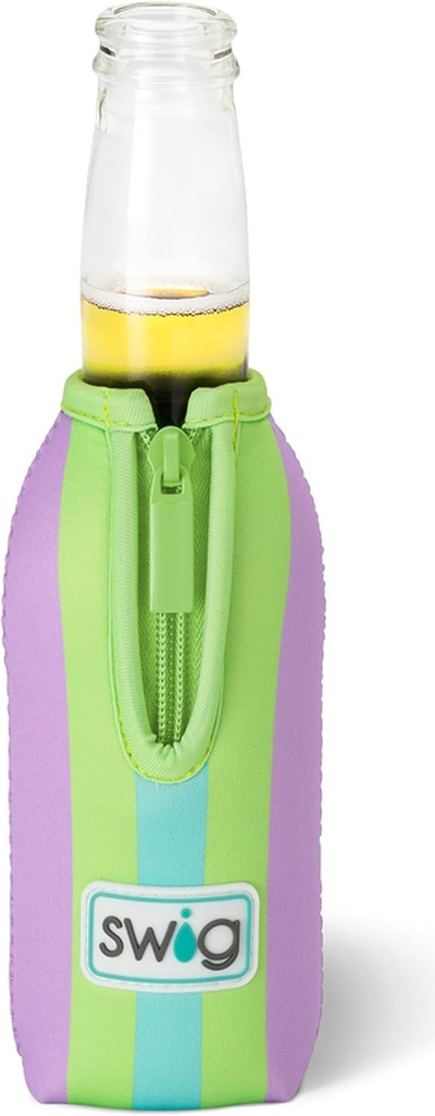Swig Life Bottle Coolie, Standard 12oz Bottle Insulator Sleeve with Zipper, Neoprene Insulated Cooler for Drinks in Ultra Violet