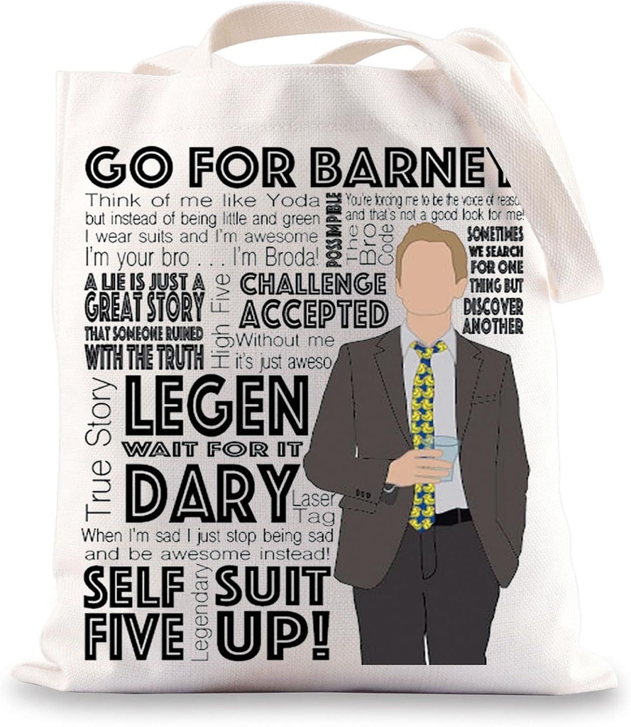 BWWKTOP Barney Tote Bag Barney Stinson Fans Gift Go For Barney HIMYM Reusable Grocery Bag Barney Stinson Merch
