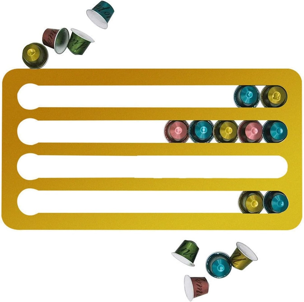 Coffee Capsules Storage Basket,Counter Coffee Caps Capsules Holder Jar Wall Capsule Holder Compatible With 20/40 Pods Vertically Or Horizontally On Walls Or Under Cabinets(Silver,22x41cm)