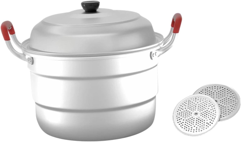 Generic Steamer Pot with Lid Steamer for Cooking Thick Bottomed 2 Tier Food Steamer for Cooking Cooking Steam Pot for Meat Fishing, 30cm