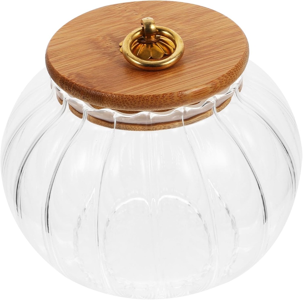 Toyvian Pumpkin-shaped Glass Storage Jar Airtight Lid Canister for Food Storage for Coffee Beans Candy Home Organization