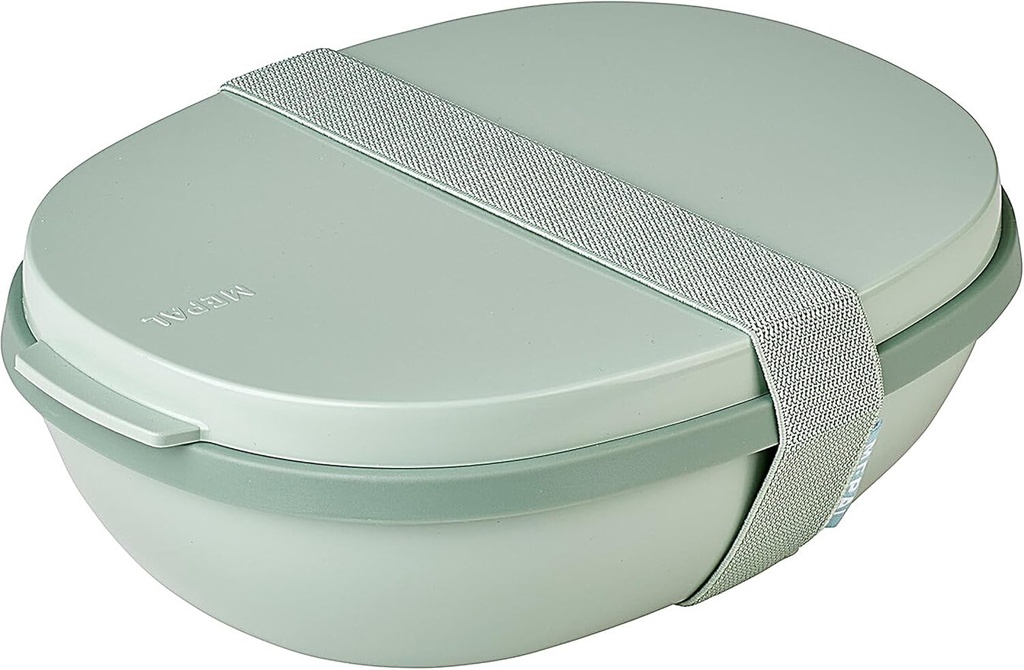 Mepal – Lunchbox Ellipse Duo – Lunch Box for Adults & Salad Box to Go - Practical Lunch Box for A Healthy Lunch – Ideal for Sandwiches, Salads & Leftovers - 825 ml + 600 ml - Nordic Sage