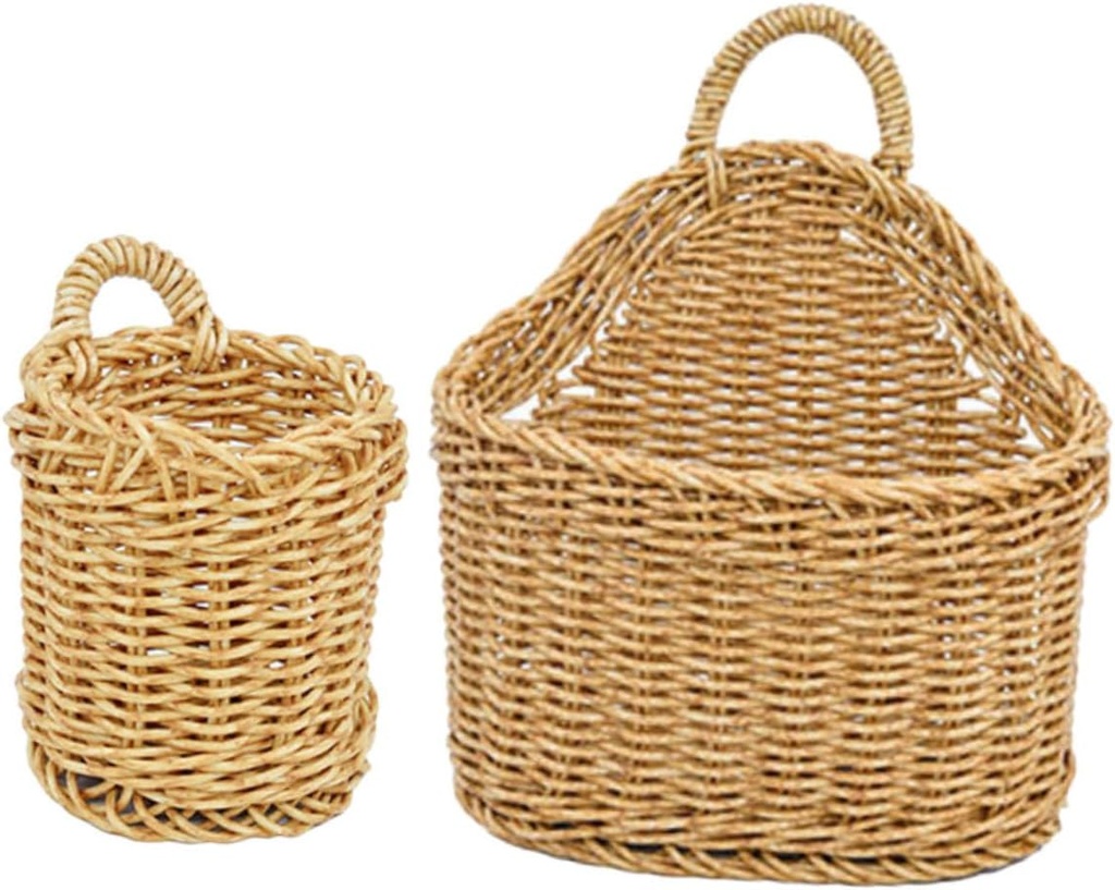 2pcs Storage Basket Ginger Garlic Pantry Bin Lid Woven Basket for Kitchen Wall Hanging Fruit Veggies for Decor