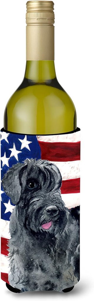 Caroline's Treasures BB9660LITERK Giant Schnauzer Patriotic Wine Bottle Hugger Bottle Cooler Sleeve Hugger Machine Washable Collapsible Insulator Beverage Insulated Holder